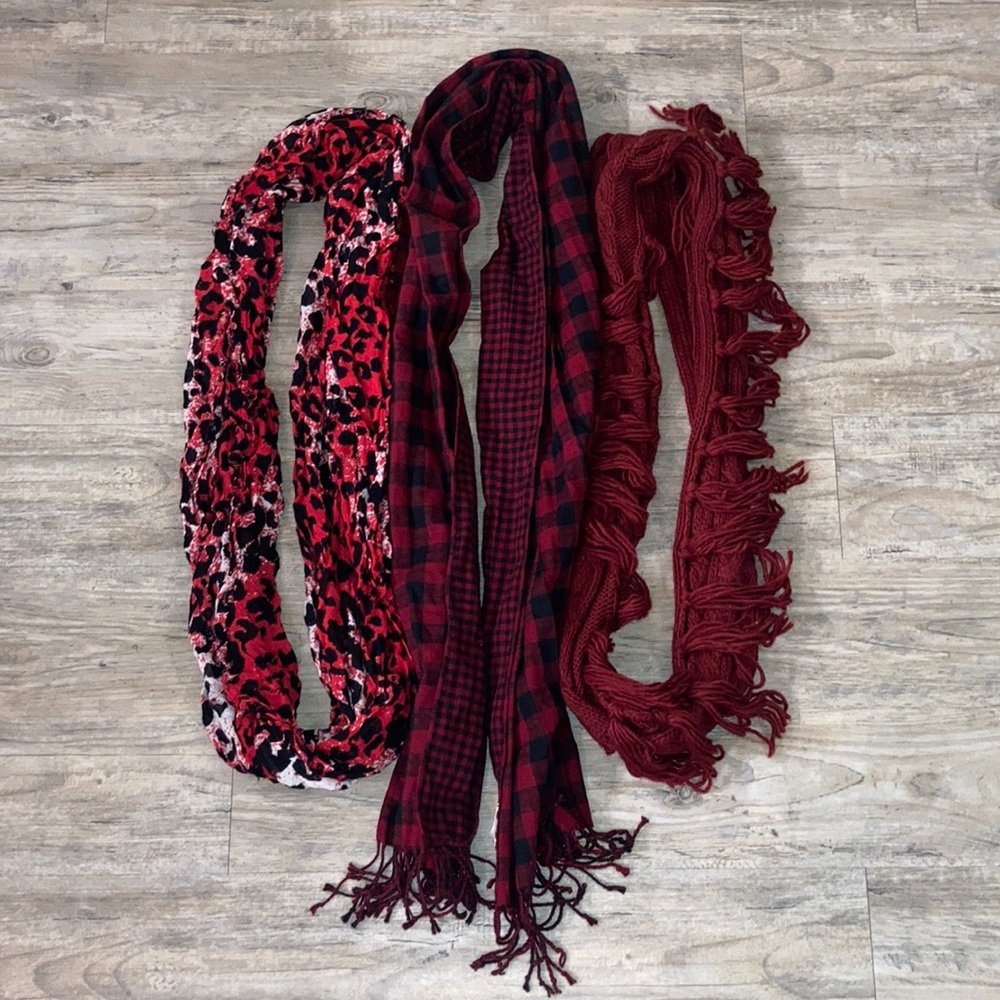 Stylish Red and Black Women's Scarves  3 Scarves